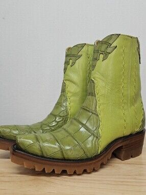 Back At The Ranch 1/1 Custom Green Crocodile Zipper Boots Size 6
